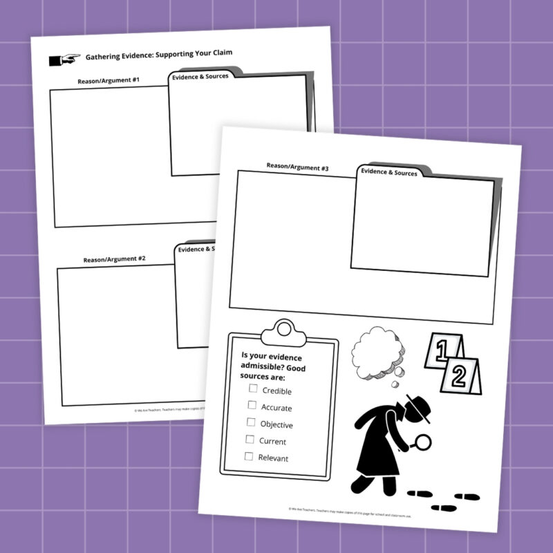 Argumentative Essay Evidence Planner Worksheet