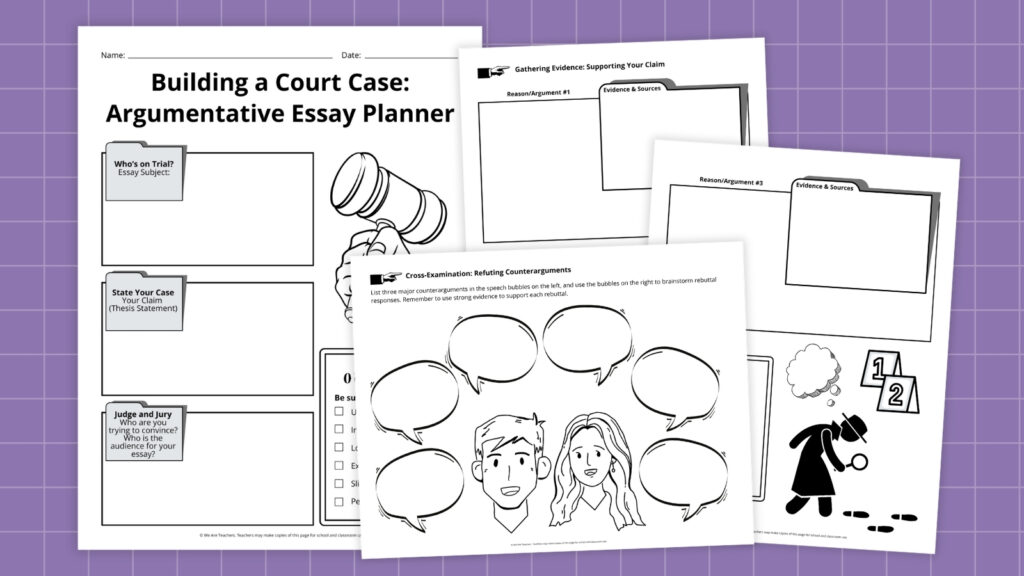Argumentative Essay Planner Worksheets