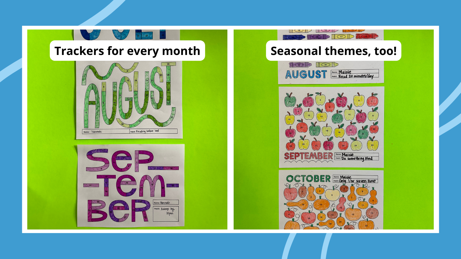Colorful habit tracker printable