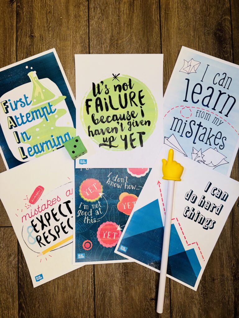 Six printable growth mindset classroom posters.