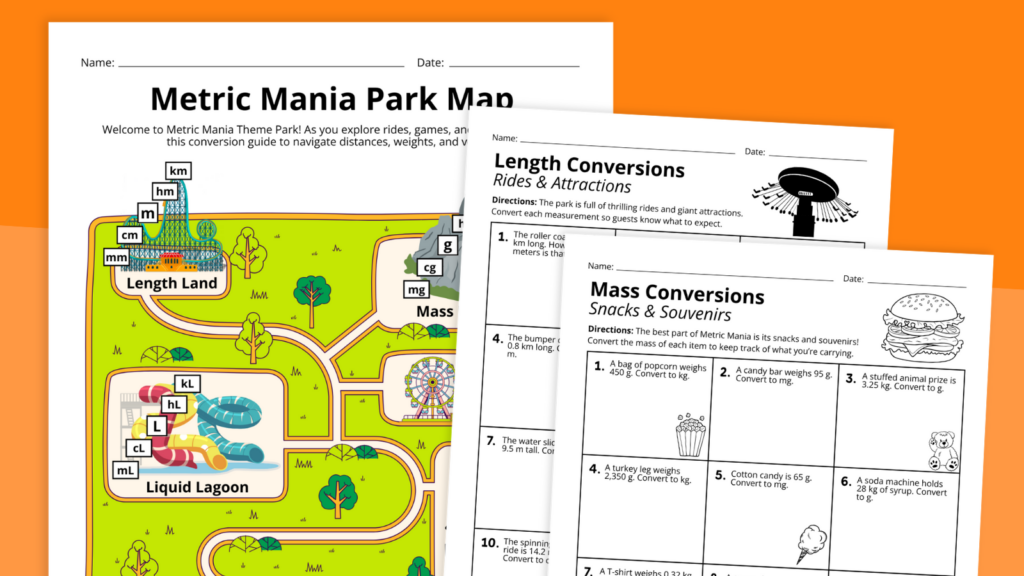 a preview of our free metric conversion worksheet packet