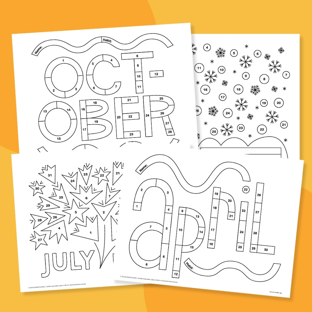 four examples of monthly habit trackers for students