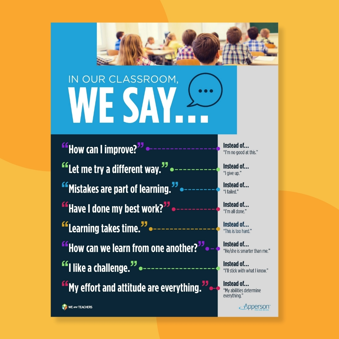 positive self talk poster for the classroom