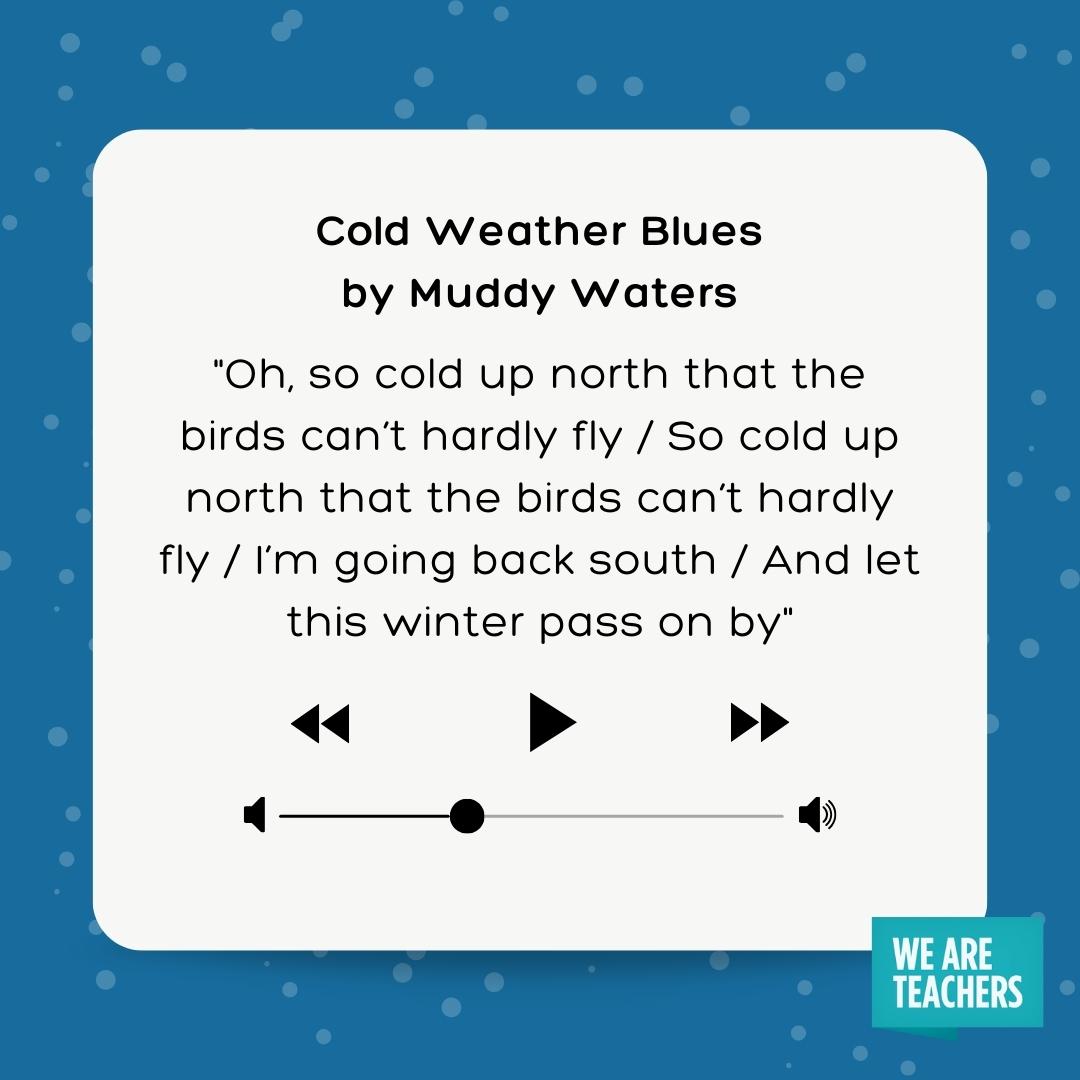 Cold Winter Blues Winter Song for Kids lyrics to Cold Winter Blues - Oh, so cold up north that the birds can't hardly fly / So cold up north that the birds can't hardly fly / I'm going back south / And let this winter pass on by- winter songs