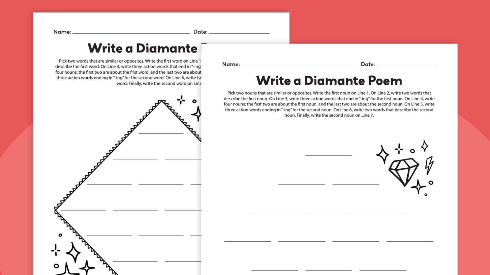 diamante printable examples for students