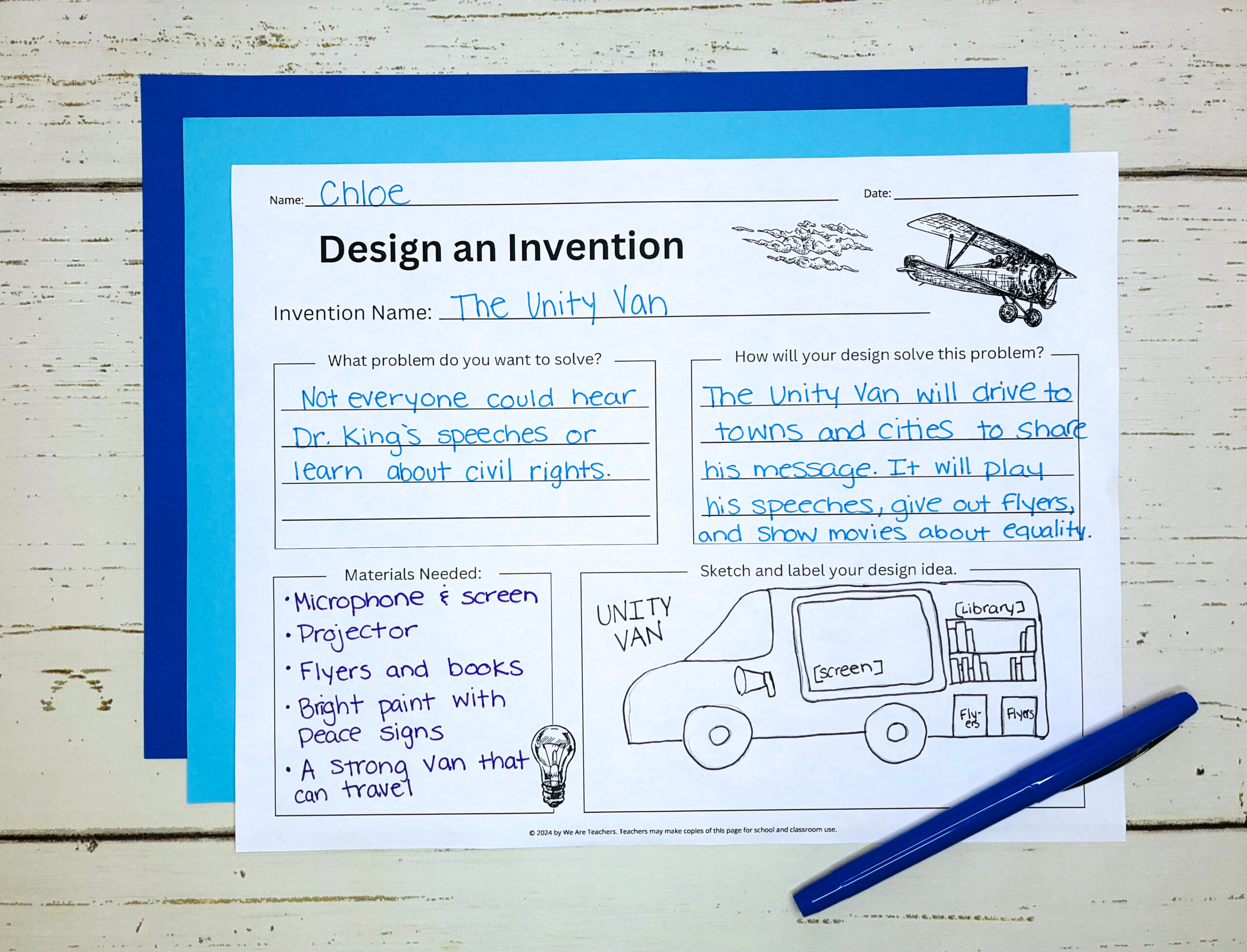 design an invention worksheet in honor of Martin Luther King Jr.