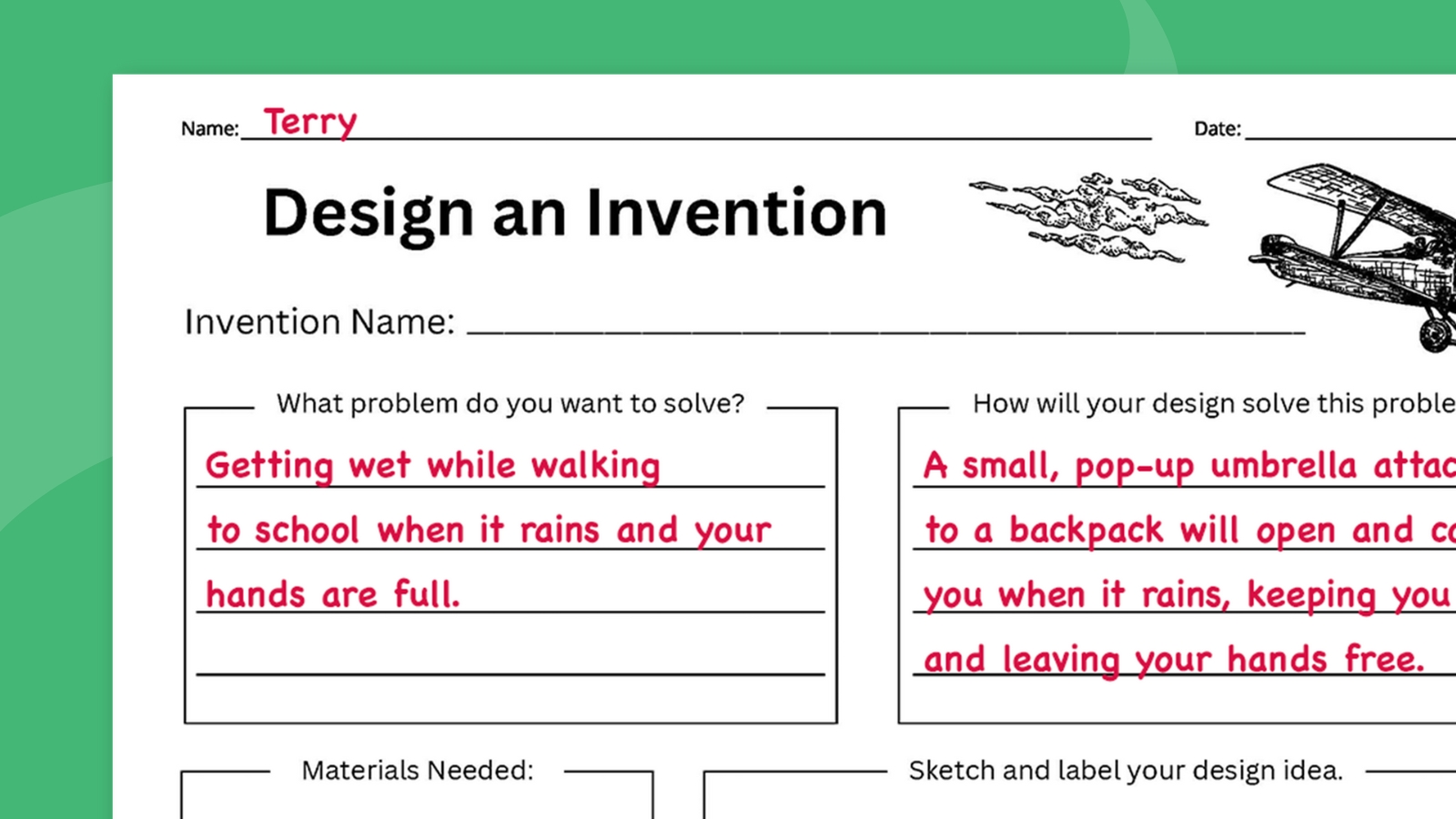 an example of how students can design their own invention on a worksheet that is focused on Martin Luther King Jr.