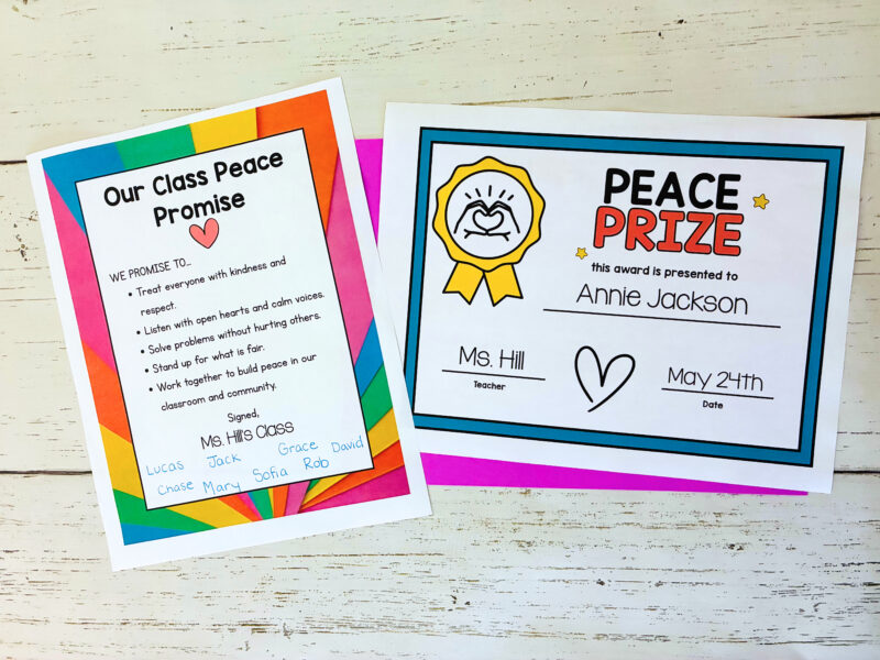 a class peace promise and a student peace prize example