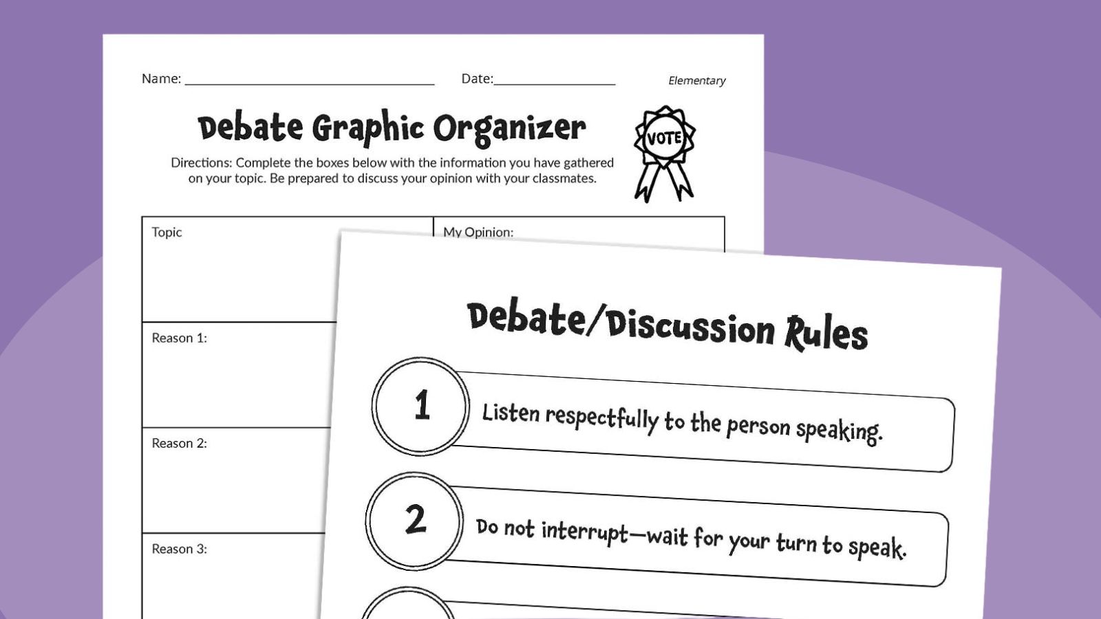 blank student debate graphic organizers and posters