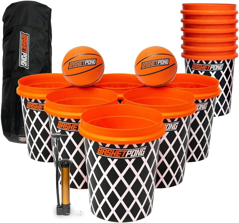 Carnival Games: Basketpong Basketpong game with large buckets and basketballs