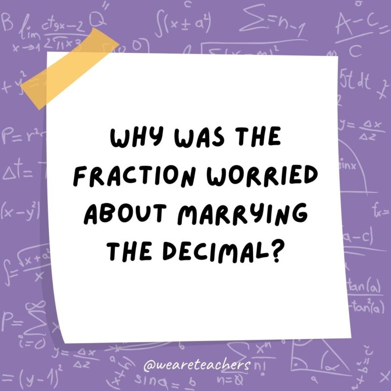 Why was the fraction worried about marrying the decimal? Because he would have to convert. Why was the fraction worried about marrying the decimal? Because he would have to convert.