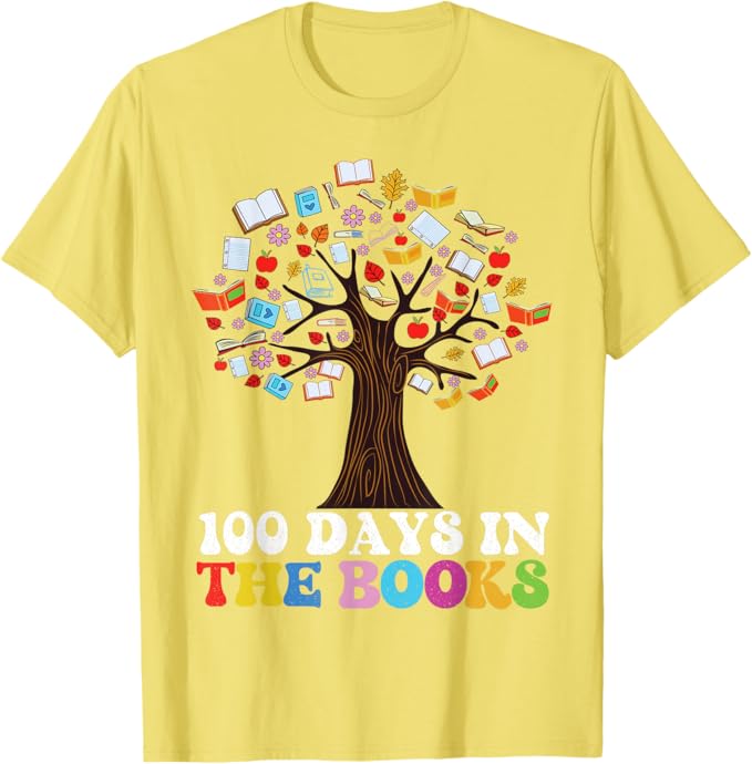 Shirt with a tree of books reading 100 Days in the Books