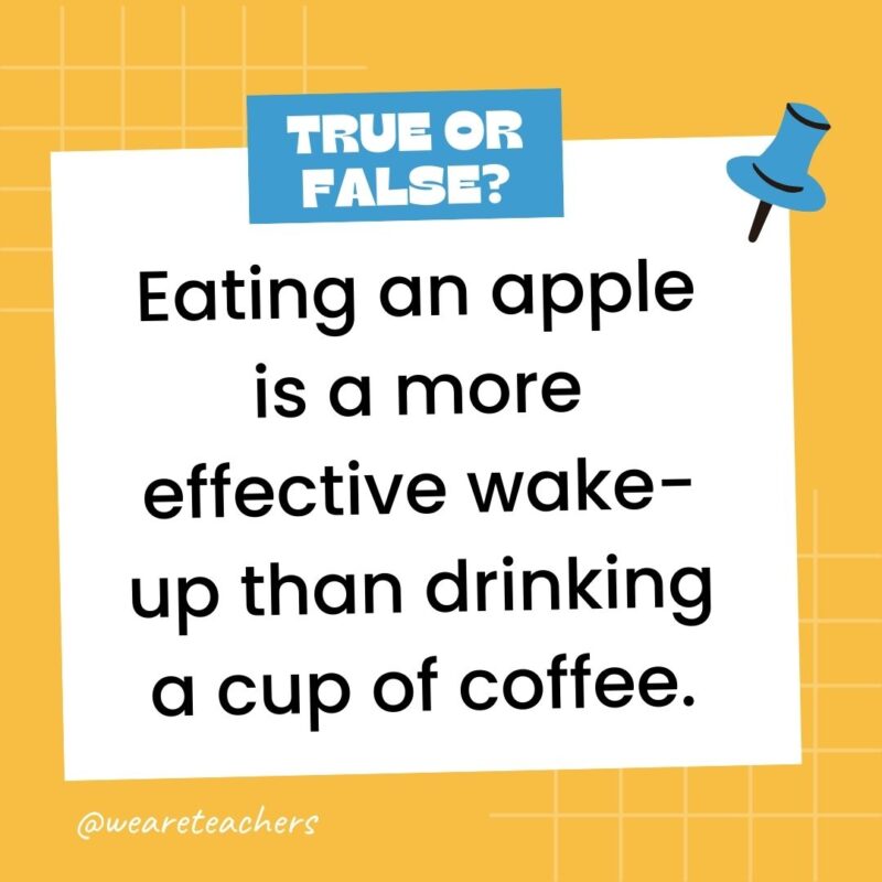 Eating an apple is a more effective wake-up than drinking a cup of coffee. Eating an apple is a more effective wake-up than drinking a cup of coffee.