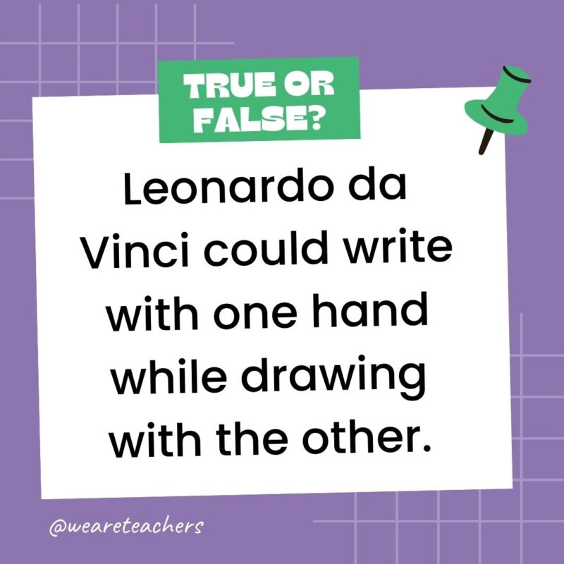 Leonardo da Vinci could write with one hand while drawing with the other. Leonardo da Vinci could write with one hand while drawing with the other.