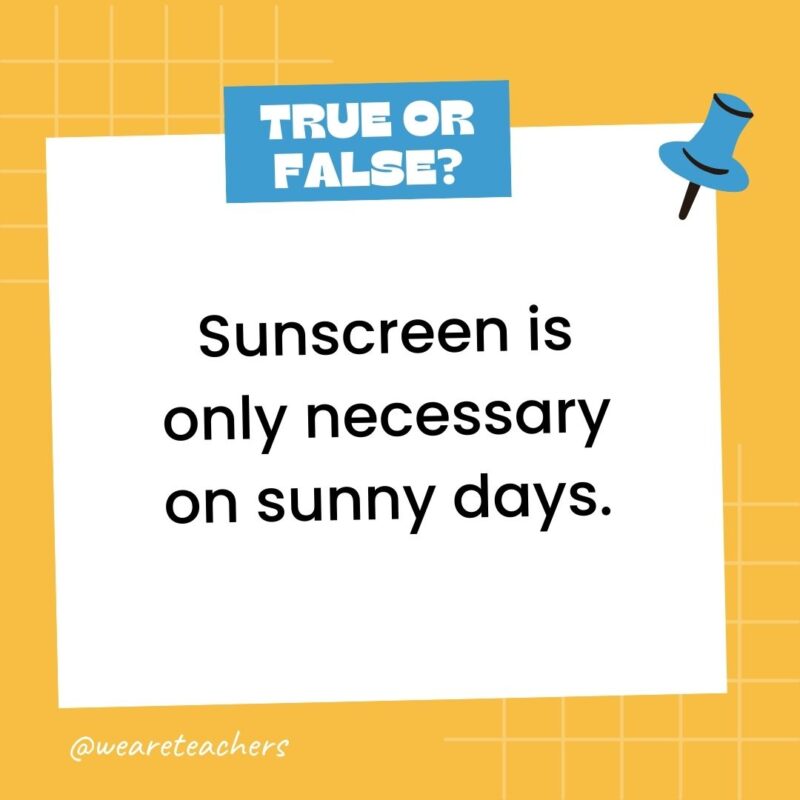 Sunscreen is only necessary on sunny days. Sunscreen is only necessary on sunny days.