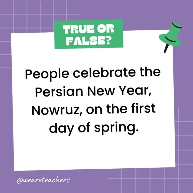 People celebrate the Persian New Year, Nowruz, on the first day of spring. People celebrate the Persian New Year, Nowruz, on the first day of spring.