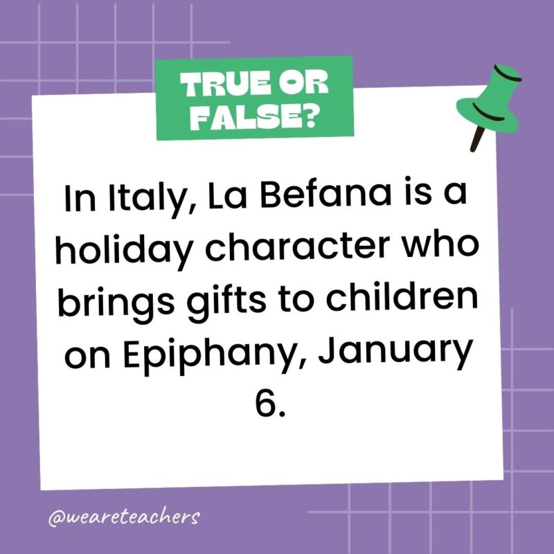 In Italy, La Befana is a holiday character who brings gifts to children on Epiphany, January 6. In Italy, La Befana is a holiday character who brings gifts to children on Epiphany, January 6.