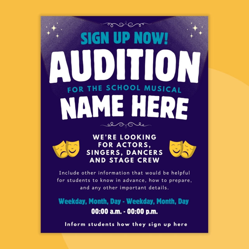 Audition Flyer Template an image of an audition flyer template