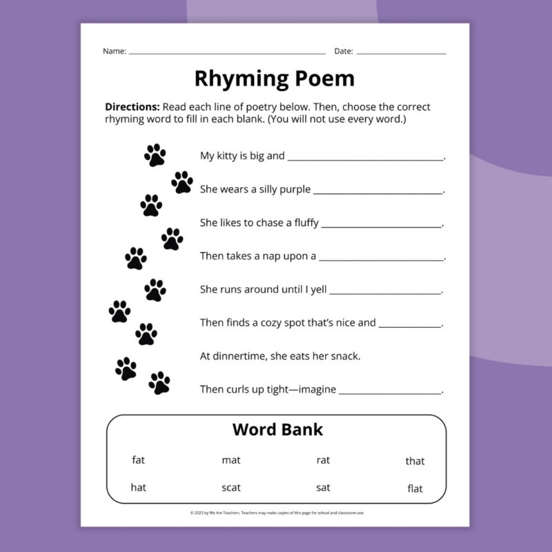 rhyming-poem-5 rhyming poem fill in the blank sheet