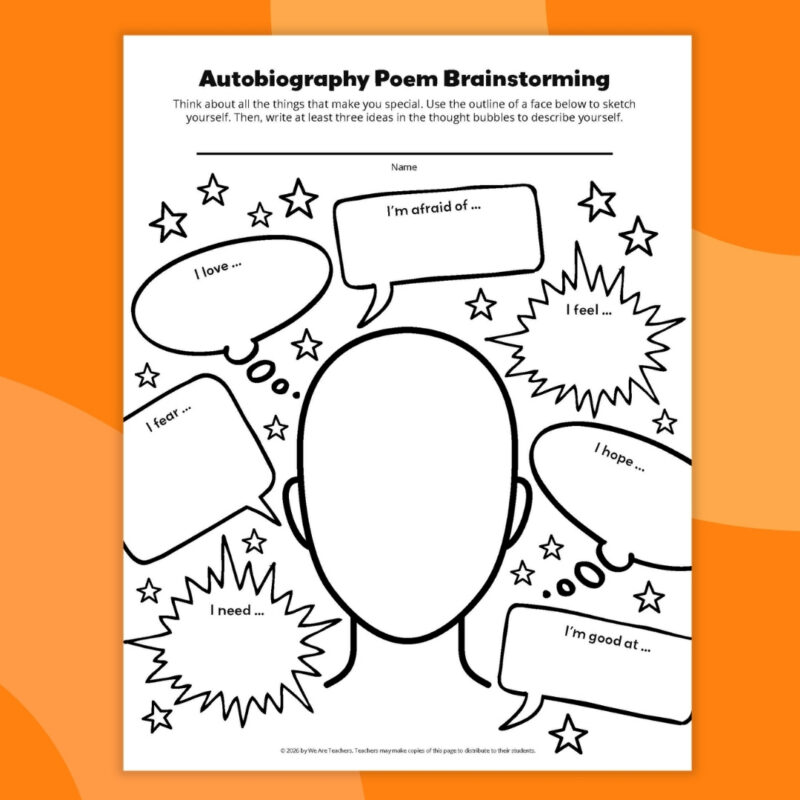 Autobiography Poem Template an image of one example printables of an autobiography poem template