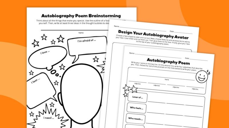 Autobiography Poem Template an image of three example printables of an autobiography poem template