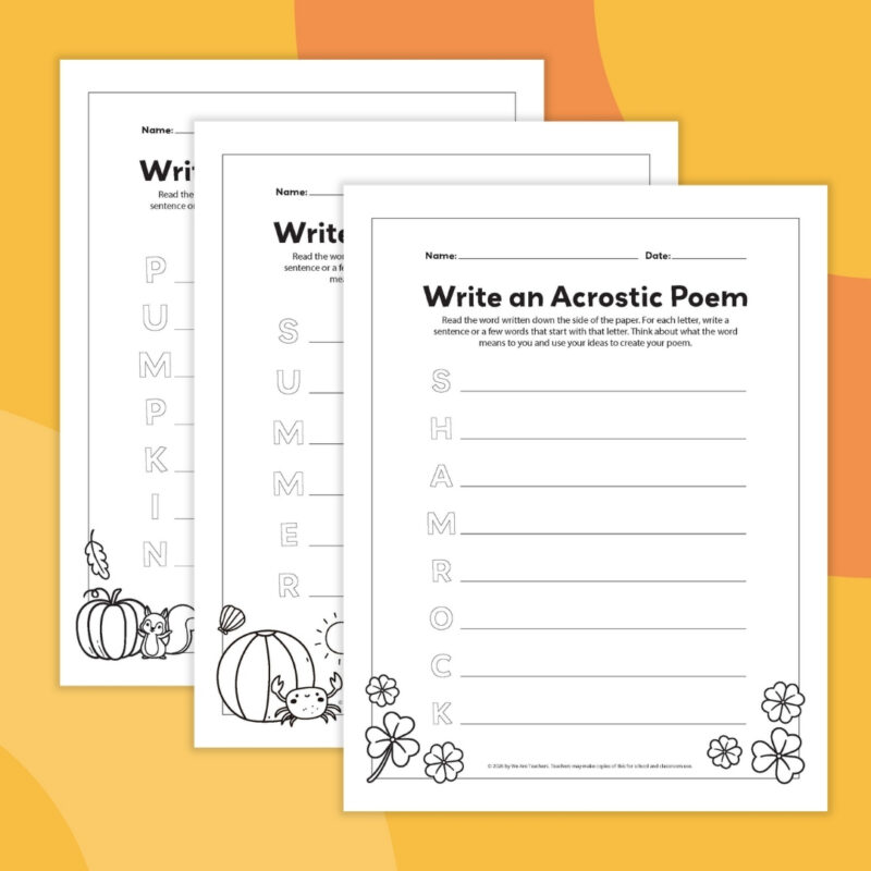 an image of three different poetry worksheet examples