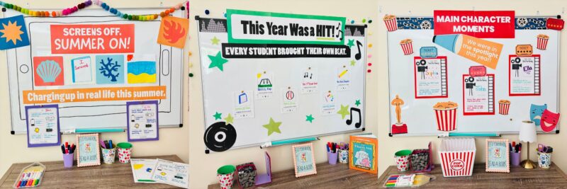 an image of three photos of end of year bulletin board kids that teachers can use in their classroom