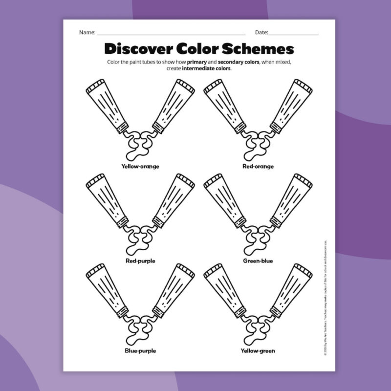 discover color schema worksheet
