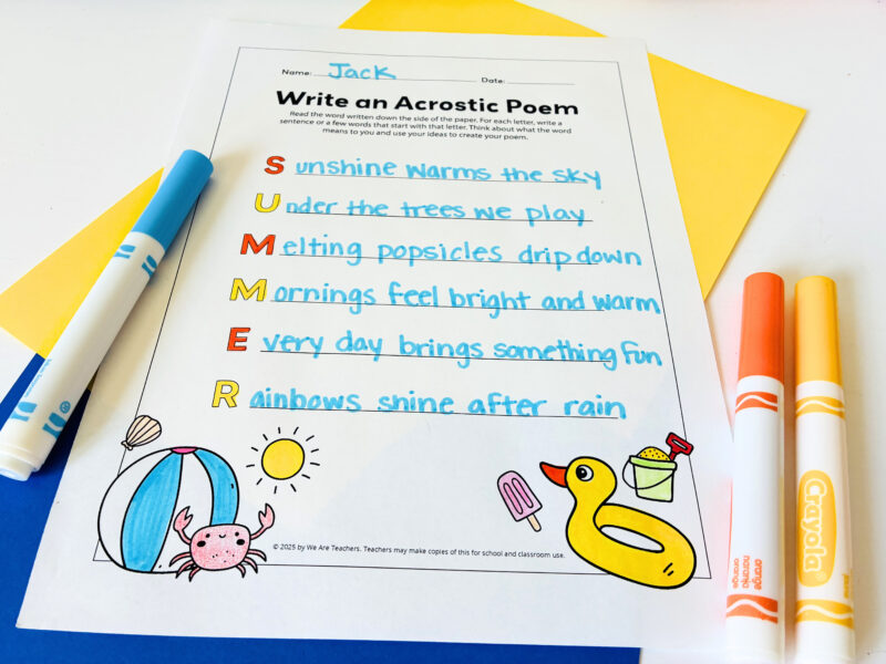 Summer Crafts for Kids a summer craft for kids that involves a summer acrostic poem
