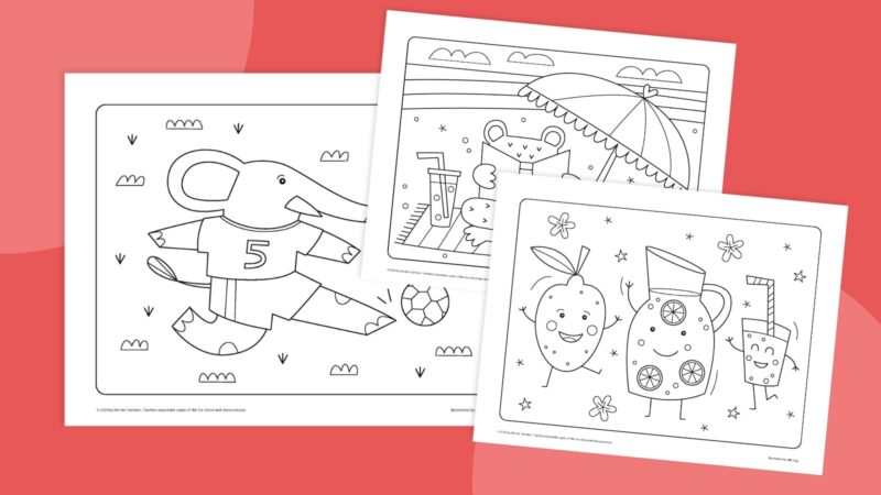 Summer Coloring Pages Collage of printable summer coloring pages.