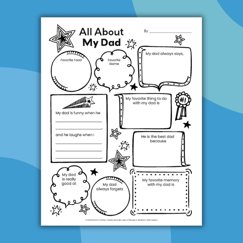 an image of a Father's Day questionnaire for kids