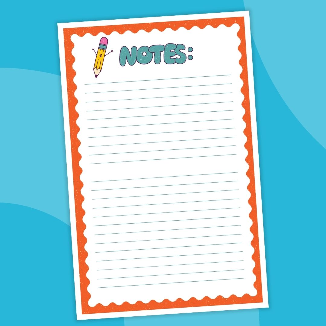 Notes sheet from the Silly Holidays Calendars from Staples Business