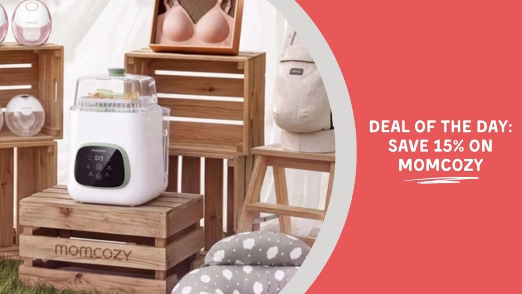 Image Text: Deal of the Day: Save 15% on Momcozy