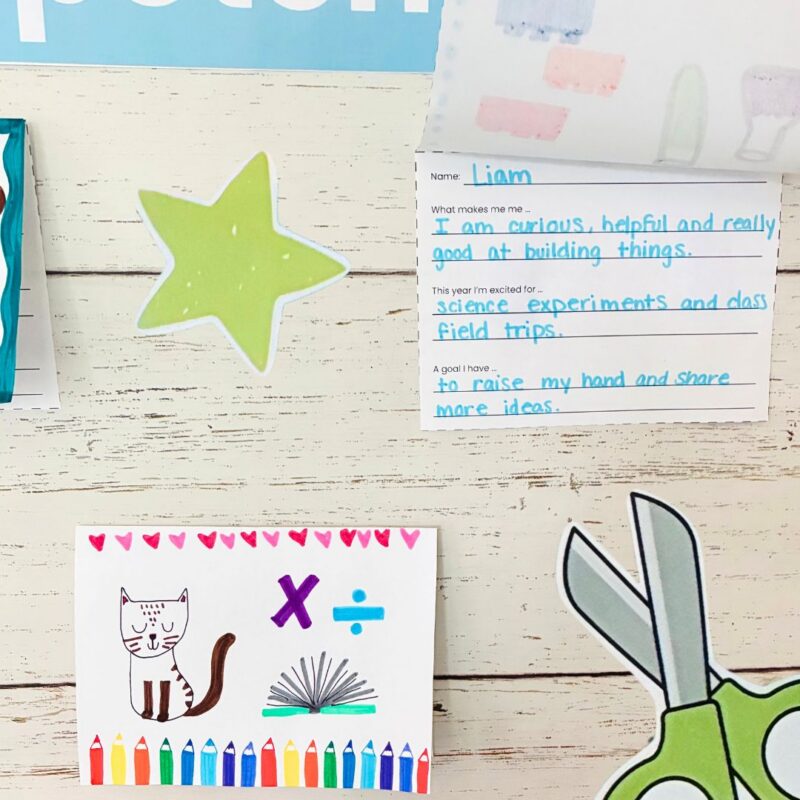 Back-to-School Bulletin Board Kits a student response crafivity that goes with a back-to-school bulletin board kit