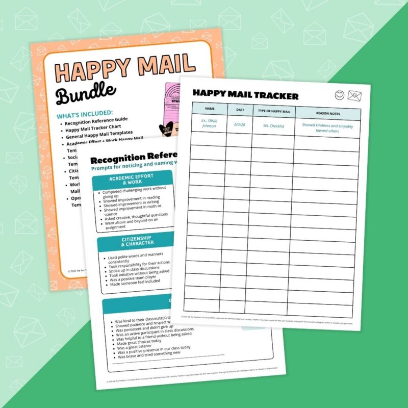 Images of trackers teachers can use with the Happy Mail Station.
