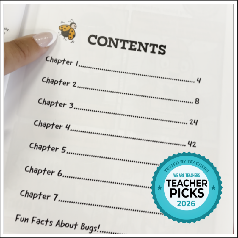 Teacher pointing to Star Chapter Books table of contents