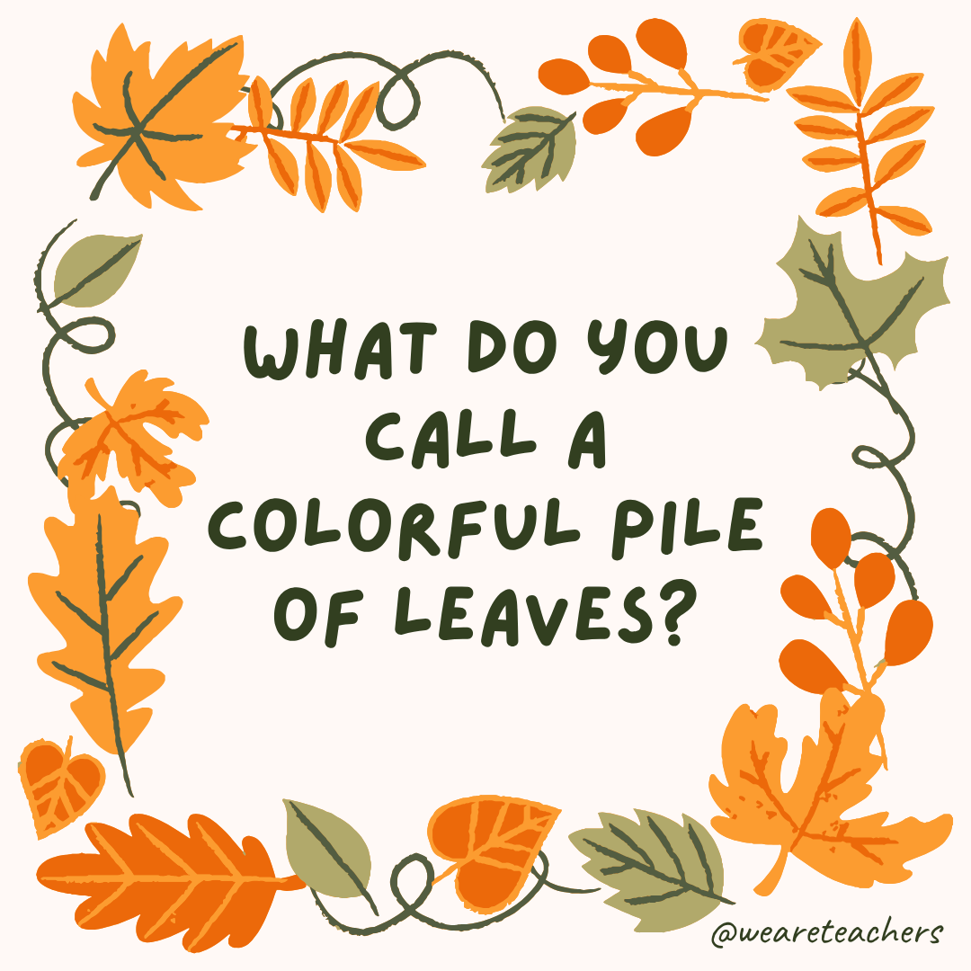 Fall Jokes an image of a fall joke surrounded by fall leaves and vines