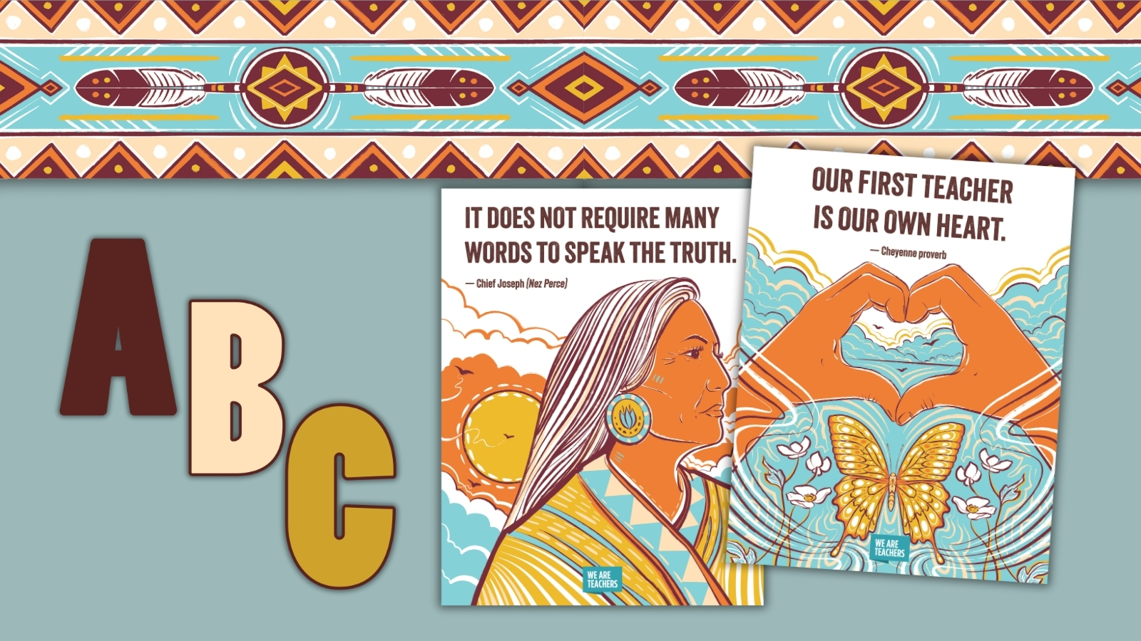 Native American Heritage Month Bulletin Board Kit Native American Heritage Month bulletin board kit with quote posters and letter pieces