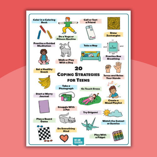 Coping Skills Poster an image of a free printable coping skills poster for teens