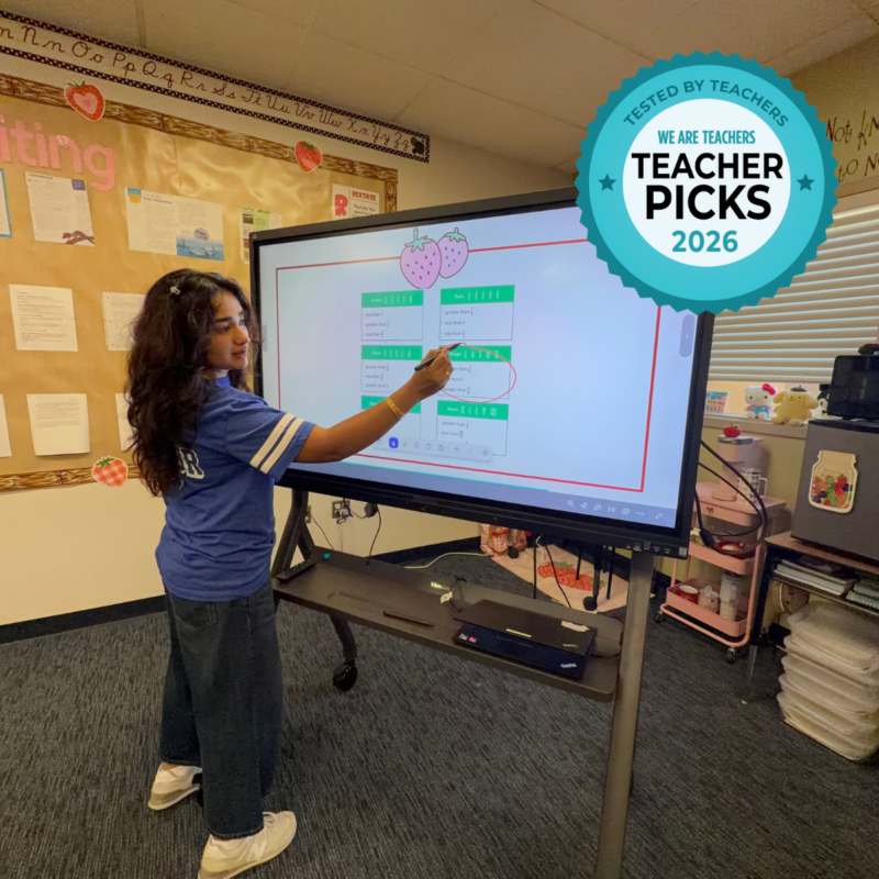 Teacher Picks ViewSonic ViewBoard – Teacher Circling Teacher Marieum Ahmad circling content on ViewSonic ViewBoard.